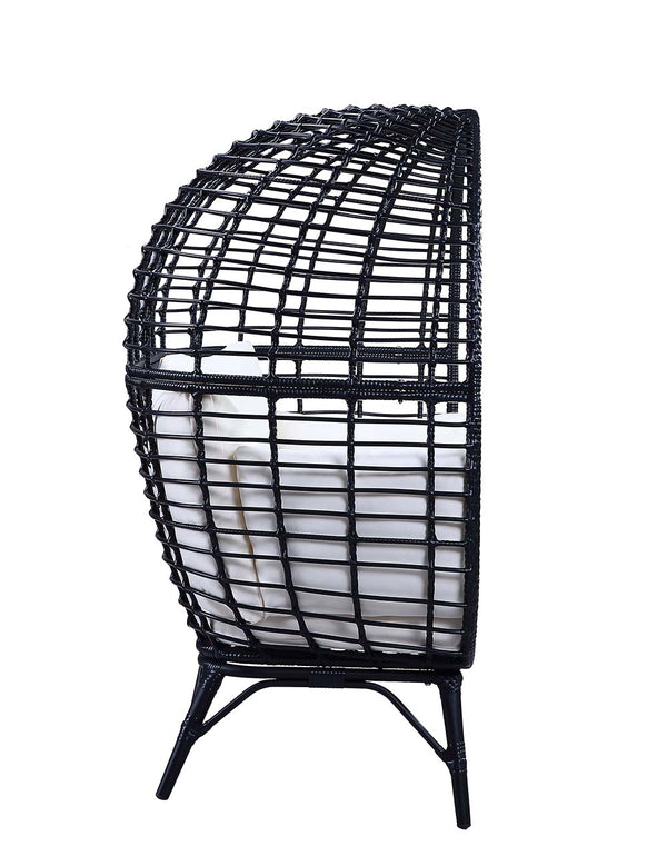 ACME Penelope Cream Fabric & Black Patio Lounge Chair Model OT01099