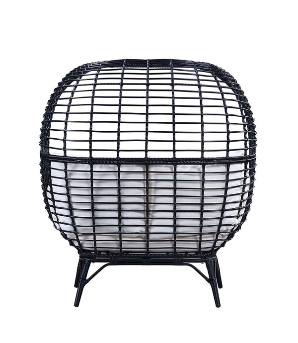 ACME Penelope Cream Fabric & Black Patio Lounge Chair Model OT01099