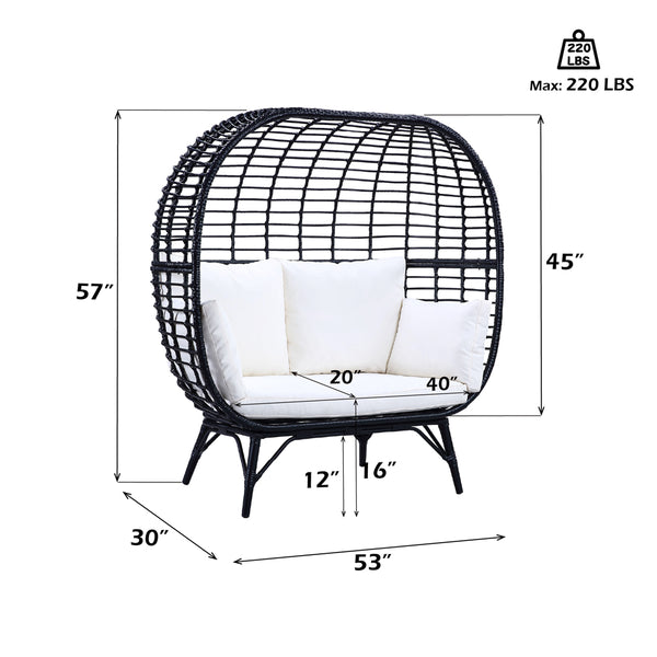 ACME Penelope Cream Fabric & Black Patio Lounge Chair Model OT01099