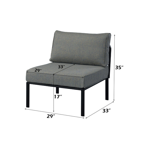 ACME Rajni Gray Fabric & Black Patio-Armless Chair Model OT01762