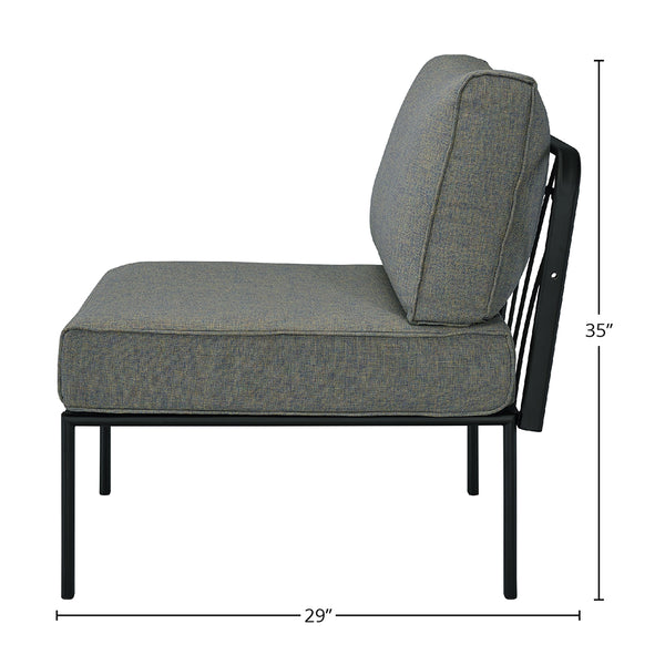 ACME Rajni Gray Fabric & Black Patio-Armless Chair Model OT01762
