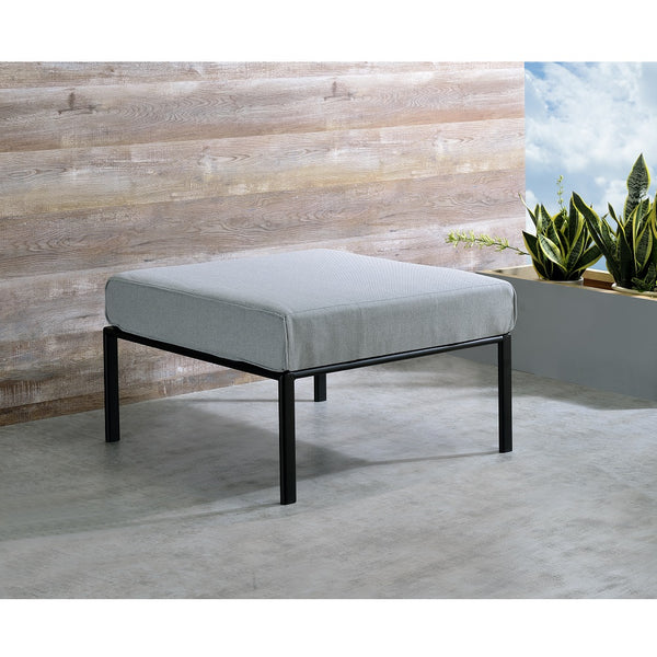 ACME Rajni Gray Fabric & Black Patio-Ottoman Model OT01763