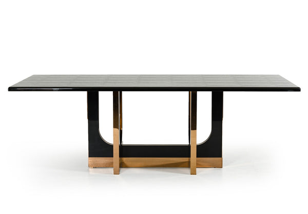 A&X Padua Modern Large Black Crocodile & Rosegold Dining Table Model VGUNCC835-240