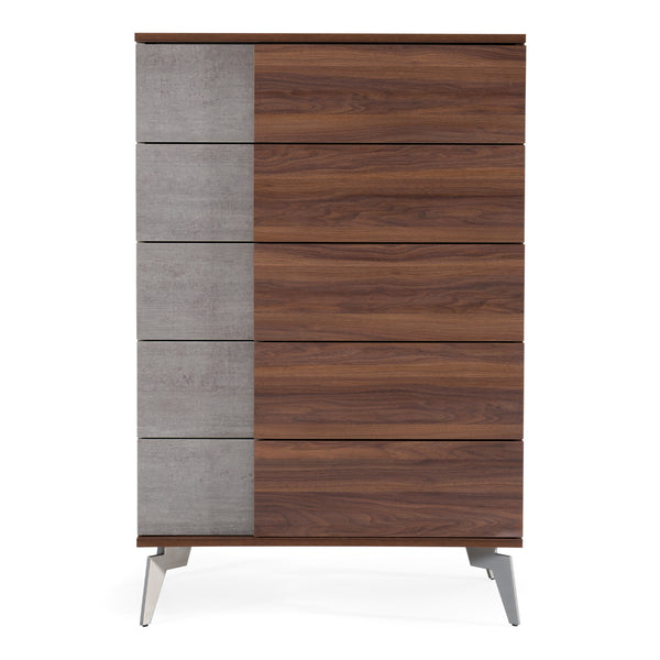 Palermo Italian Modern Faux Concrete & Walnut Chest