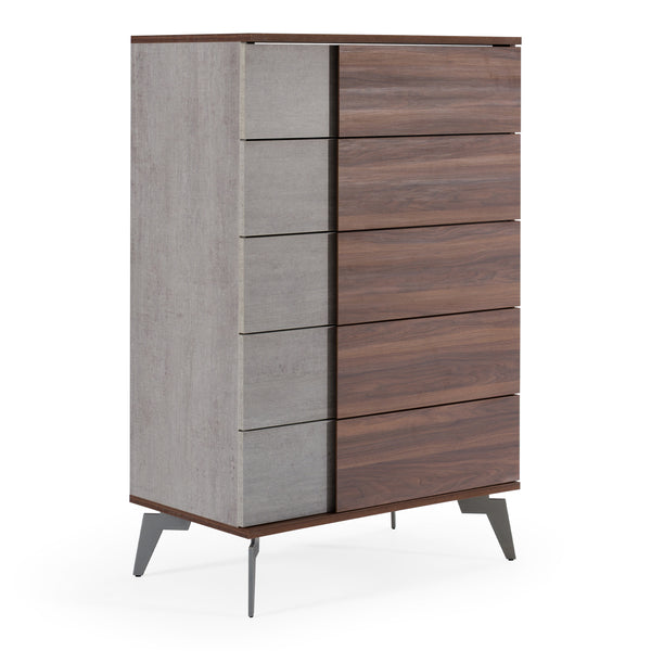 Palermo Italian Modern Faux Concrete & Walnut Chest