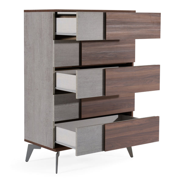Palermo Italian Modern Faux Concrete & Walnut Chest