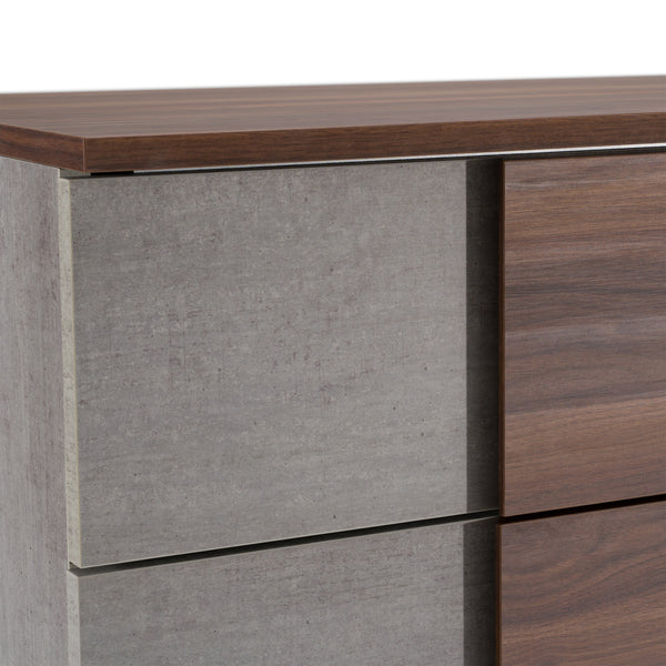 Palermo Italian Modern Faux Concrete & Walnut Chest