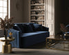 Palomar Modern Blue Velvet & Brass Sofa
