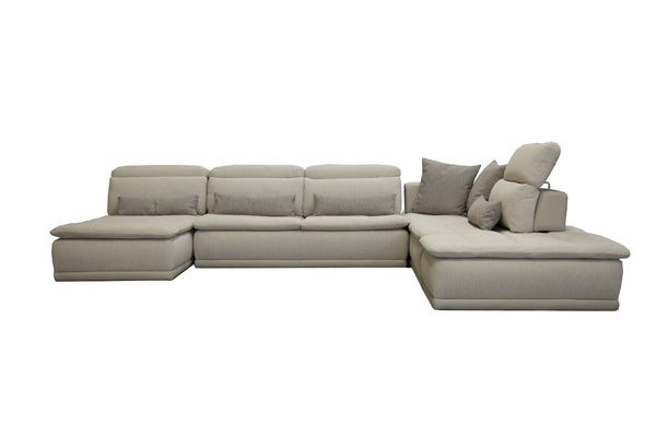 David Ferrari Panorama Italian Modern Taupe Grey Fabric And Leather Modular Sectional Sofa Model VGFT-PANORAMA-TG