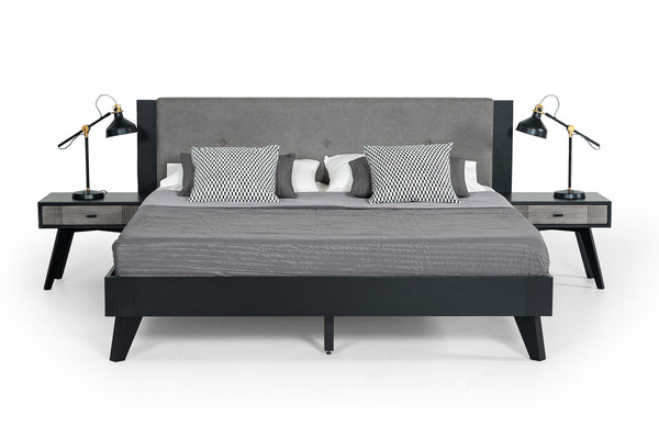 Panther Contemporary Grey & Black Nightstand