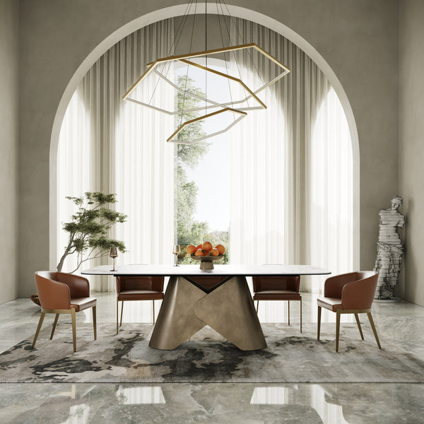 Paulsen Modern Ceramic + Brass Dining Table