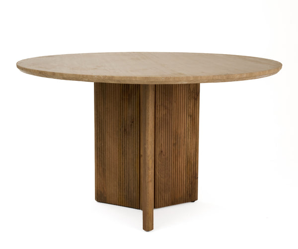 Modrest Pawnee Modern Travertine Marble & Wood Round Dining Table Model VGBR-SBA-2706-130