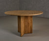 Pawnee Modern Travertine Marble + Wood Round Dining Table