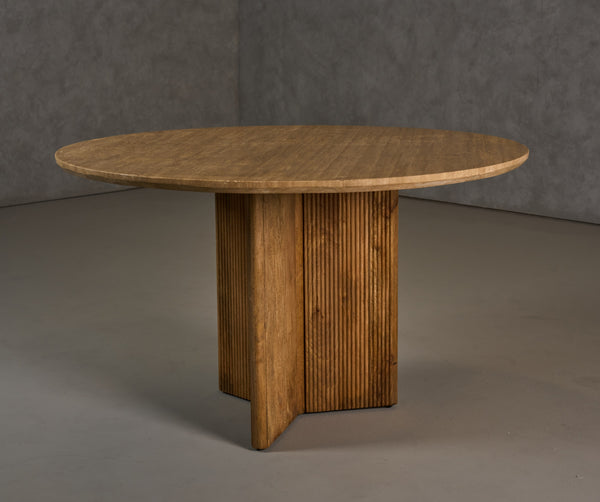 Modrest Pawnee Modern Travertine Marble & Wood Round Dining Table Model VGBR-SBA-2706-130