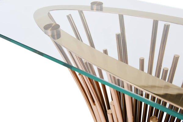 Modrest Paxton Modern Glass & Rosegold Console Table Model VGVCK817-CS-RG-CT