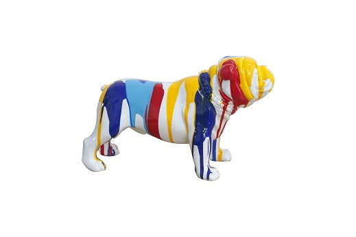 Modrest White Multi Colored Bulldog Sculpture Model VGTH-PC-0164