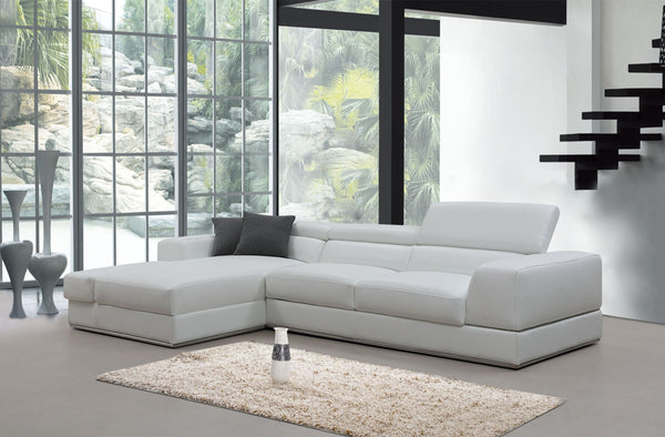 Divani Casa Pella Mini Modern White Leather Left Facing Sectional Sofa Model VGCA5106A-WHT-LAF-SECT
