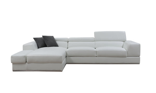 Divani Casa Pella Mini Modern White Leather Left Facing Sectional Sofa Model VGCA5106A-WHT-LAF-SECT