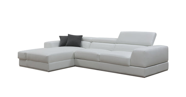 Divani Casa Pella Mini Modern White Leather Left Facing Sectional Sofa Model VGCA5106A-WHT-LAF-SECT