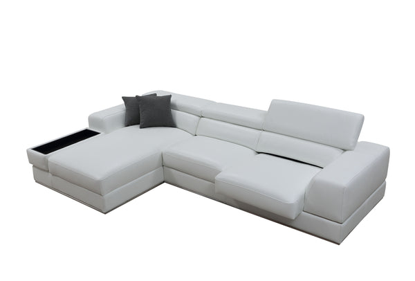 Divani Casa Pella Mini Modern White Leather Left Facing Sectional Sofa Model VGCA5106A-WHT-LAF-SECT