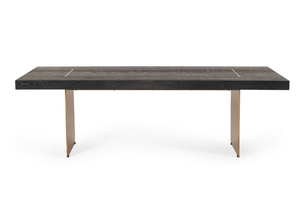 Modrest Perret Large Glam Black Ash & Brushed Brass Dining Table Model VGGMDT-1330D-LRG-BLK-DT