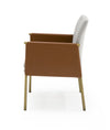 Modrest Pettit Modern Light Grey |Camel And Brass Arm Dining Chair Model VGGA-6988CH-1-WHT-B-DC