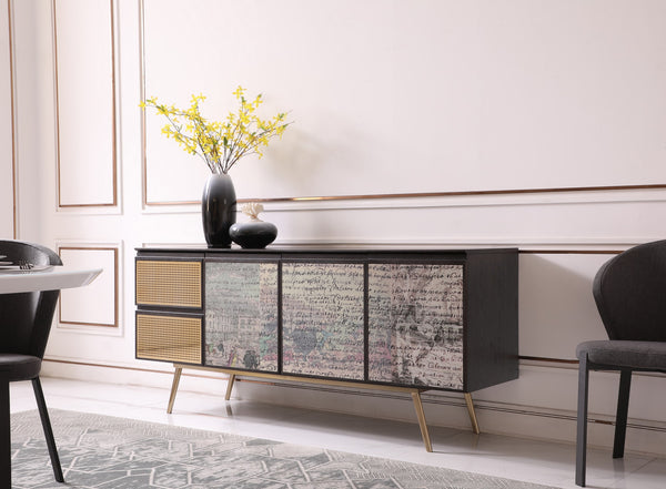 Phelan Modern Smoked Ash & Brass Buffet
