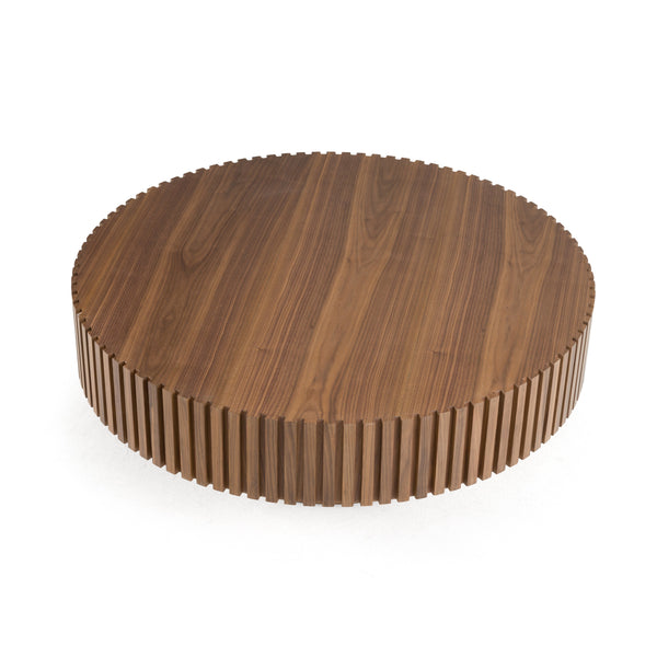 Modrest Pierre Modern Walnut Large Round Coffee Table Model VGDW-DW4023-LRG-WAL