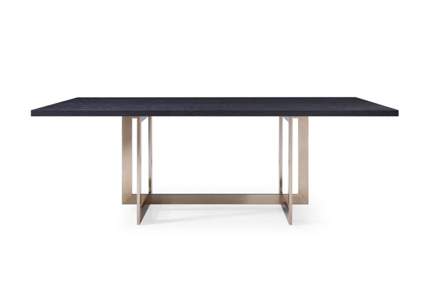 Pike Modern Black Ash & Brass Dining Table