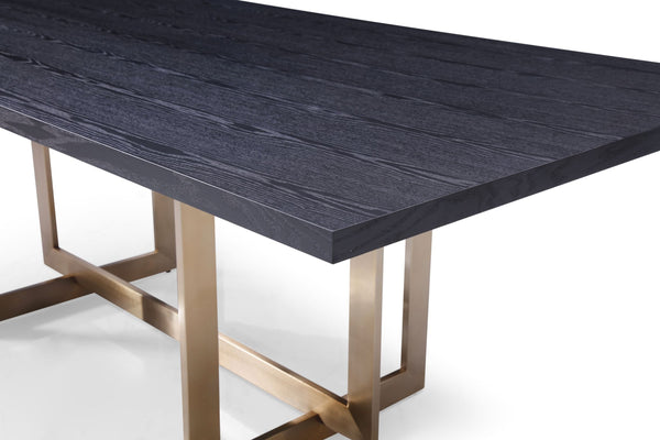 Pike Modern Black Ash & Brass Dining Table