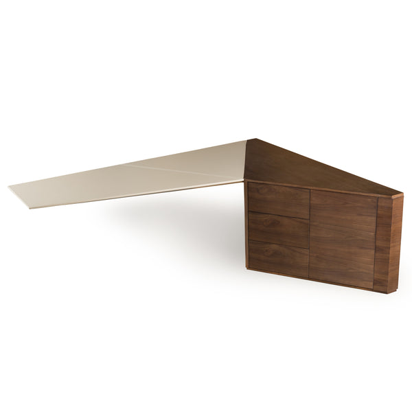 Pilot Modern Dark Walnut + Beige Leather Desk