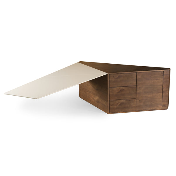 Modrest Pilot Modern Dark Walnut & Beige Leather Desk Model VGVC-BT2323