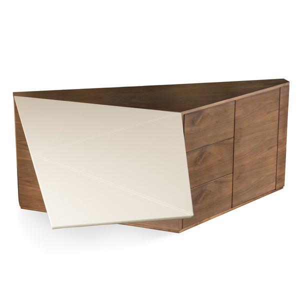 Pilot Modern Dark Walnut + Beige Leather Desk