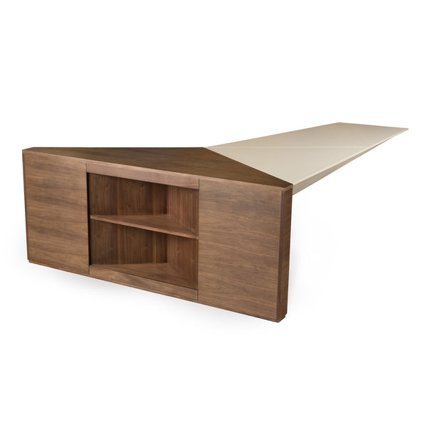 Modrest Pilot Modern Dark Walnut & Beige Leather Desk Model VGVC-BT2323