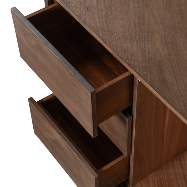 Modrest Pilot Modern Dark Walnut & Beige Leather Desk Model VGVC-BT2323