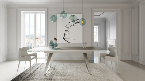 Modrest Pittson Modern Extendable Grey Glass Dining Table Model VGYFDT8852F-GRY-DT