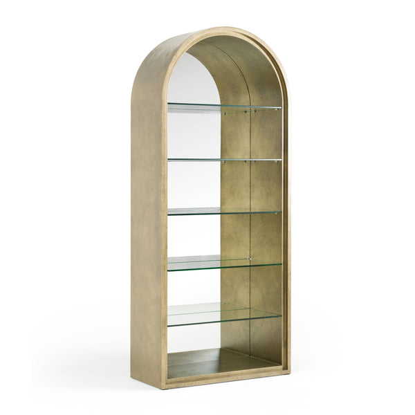 Poise Modern Antique Brass + Mirror Bookcase