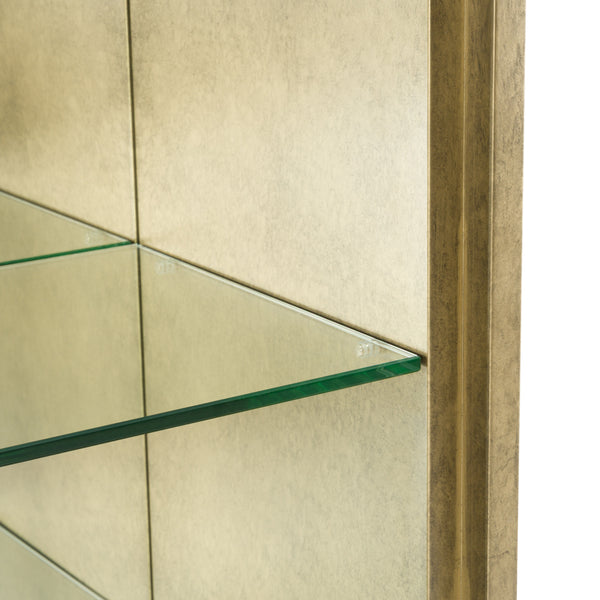 Poise Modern Antique Brass + Mirror Bookcase