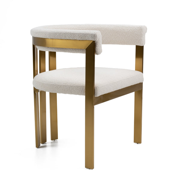 Modrest Pontiac Modern Beige Sherpa & Gold Dining Chair Model VGZAY129-BEI-DC