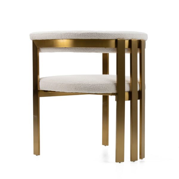 Modrest Pontiac Modern Beige Sherpa & Gold Dining Chair Model VGZAY129-BEI-DC