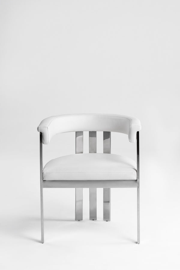 Modrest Pontiac Modern White Vegan Leather & Stainless Steel Dining Chair Model VGZA-Y129-WHTSTL