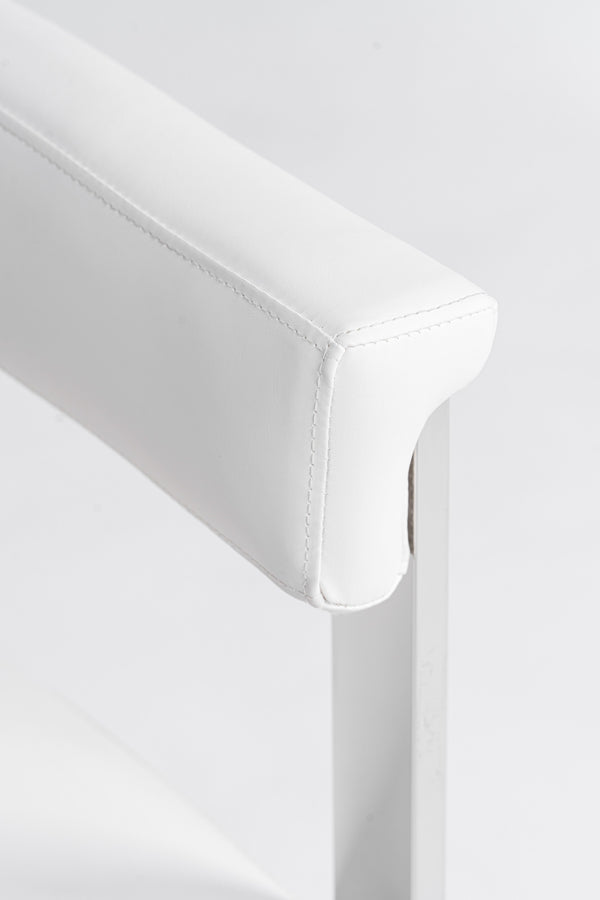 Modrest Pontiac Modern White Vegan Leather & Stainless Steel Dining Chair Model VGZA-Y129-WHTSTL