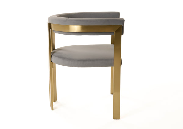 Modrest Pontiac Modern Grey Velvet & Champagne Gold Dining Chair Model VGZAY129-GRYG