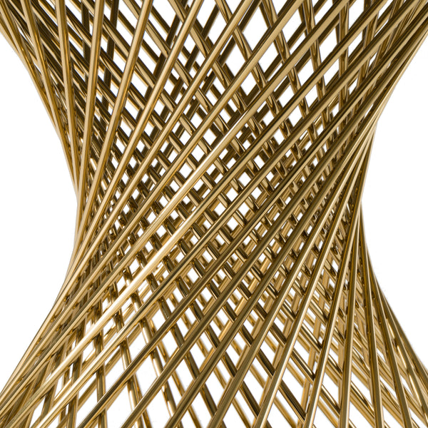 Modrest Potter White Marble & Gold Stainless Steel Round Dining Table Model VGZAT9007