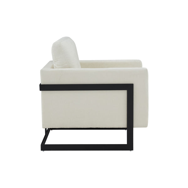 Modrest Prince Contemporary Cream & Black Fabric Accent Chair Model VGRHRHS-AC-257-WHT-CH