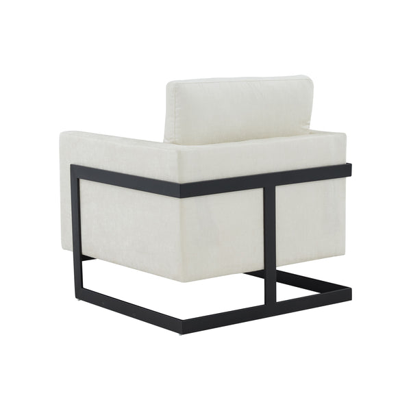 Modrest Prince Contemporary Cream & Black Fabric Accent Chair Model VGRHRHS-AC-257-WHT-CH
