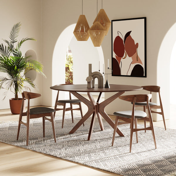 Modrest Prospect Modern Round 59" Walnut Dining Table Model VGMAMIT-5276-2