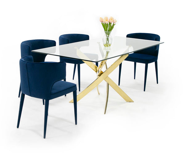 Modrest Pyrite Modern Glass And Gold Dining Table Model VGEW-2133EE-G