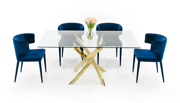 Modrest Pyrite Modern Glass And Gold Dining Table Model VGEW-2133EE-G