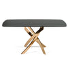 Modrest Pyrite Modern Brown Glass & Rosegold Rectangular Dining Table Model VGEW-F2133EG
